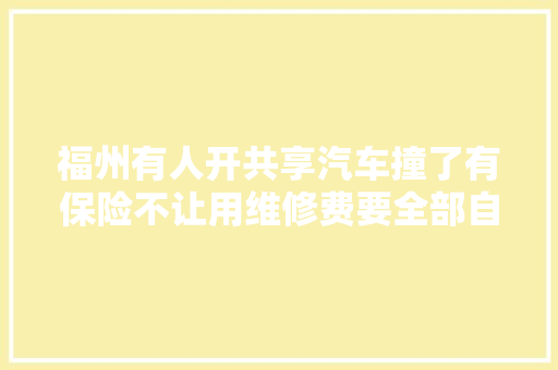 福州有人开共享汽车撞了有保险不让用维修费要全部自己出