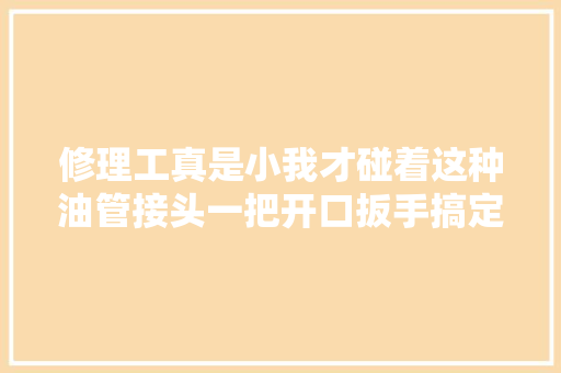 修理工真是小我才碰着这种油管接头一把开口扳手搞定