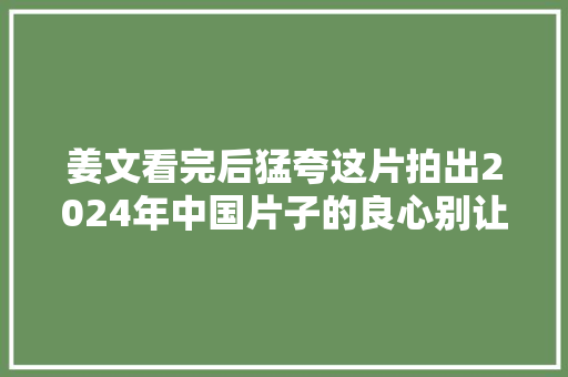 姜文看完后猛夸这片拍出2024年中国片子的良心别让它沉了