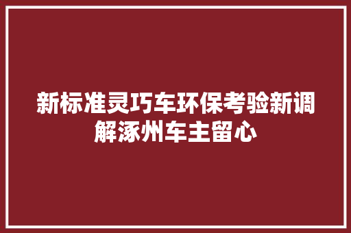 新标准灵巧车环保考验新调解涿州车主留心