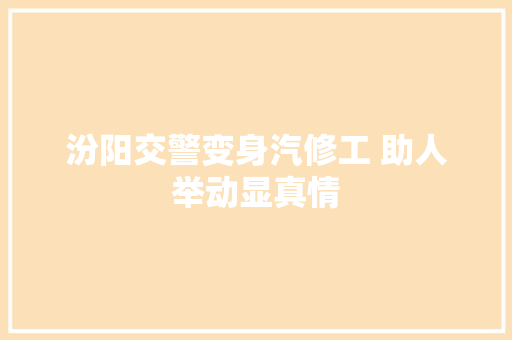 汾阳交警变身汽修工 助人举动显真情