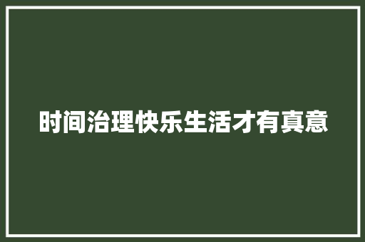 时间治理快乐生活才有真意