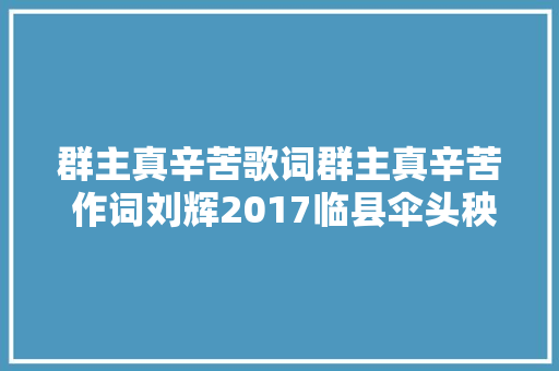群主真辛苦歌词群主真辛苦 作词刘辉2017临县伞头秧歌 休闲娱乐