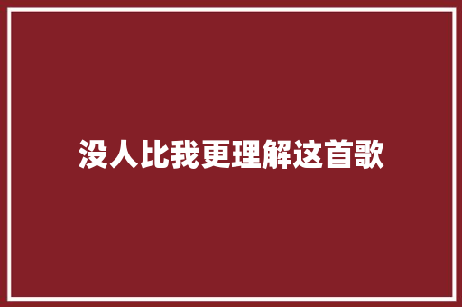 没人比我更理解这首歌