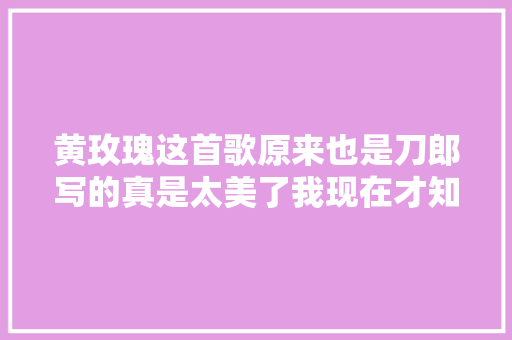 黄玫瑰这首歌原来也是刀郎写的真是太美了我现在才知道