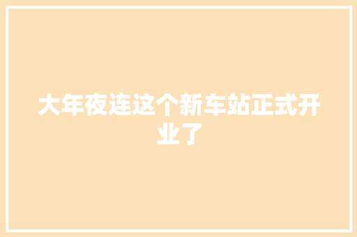 大年夜连这个新车站正式开业了