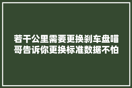 若干公里需要更换刹车盘喵哥告诉你更换标准数据不怕被坑