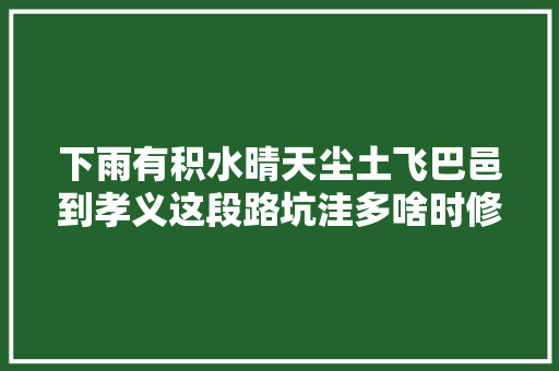 下雨有积水晴天尘土飞巴邑到孝义这段路坑洼多啥时修
