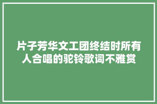 片子芳华文工团终结时所有人合唱的驼铃歌词不雅赏