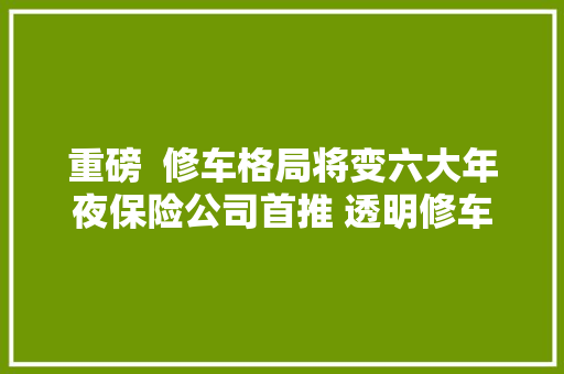 重磅  修车格局将变六大年夜保险公司首推 透明修车 