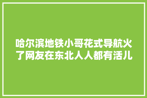 哈尔滨地铁小哥花式导航火了网友在东北人人都有活儿