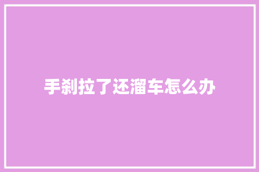 手刹拉了还溜车怎么办