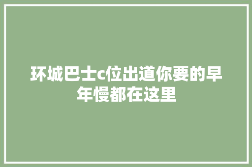 环城巴士c位出道你要的早年慢都在这里