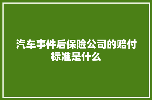 汽车事件后保险公司的赔付标准是什么