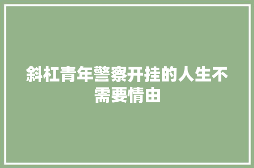 斜杠青年警察开挂的人生不需要情由