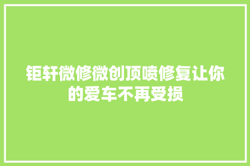钜轩微修微创顶喷修复让你的爱车不再受损