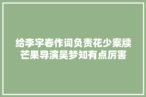 给李宇春作词负责花少案牍芒果导演吴梦知有点厉害