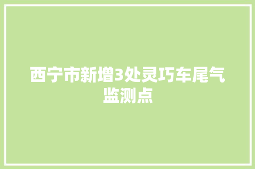 西宁市新增3处灵巧车尾气监测点