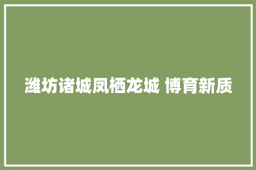 潍坊诸城凤栖龙城 博育新质