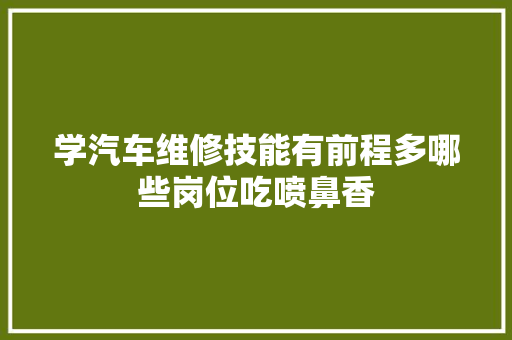 学汽车维修技能有前程多哪些岗位吃喷鼻香