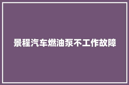 景程汽车燃油泵不工作故障