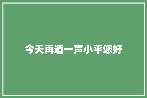 今天再道一声小平您好