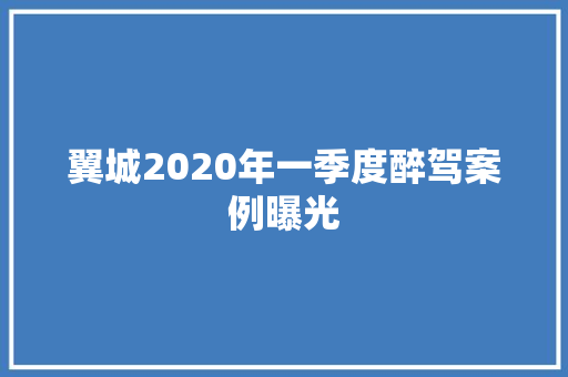 翼城2020年一季度醉驾案例曝光