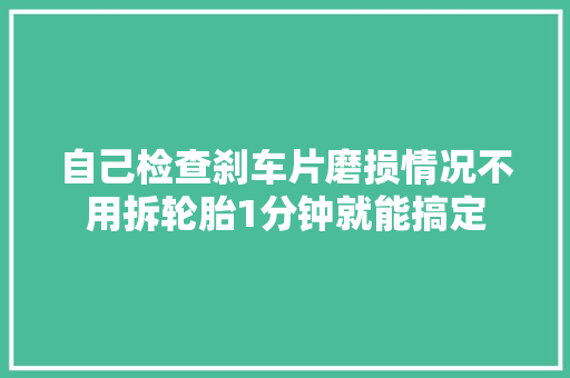 自己检查刹车片磨损情况不用拆轮胎1分钟就能搞定