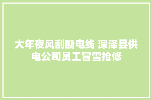 大年夜风刮断电线 深泽县供电公司员工冒雪抢修