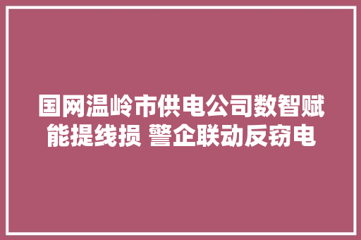国网温岭市供电公司数智赋能提线损 警企联动反窃电