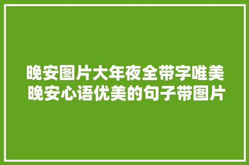 晚安图片大年夜全带字唯美 晚安心语优美的句子带图片