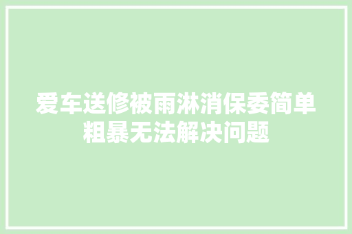 爱车送修被雨淋消保委简单粗暴无法解决问题