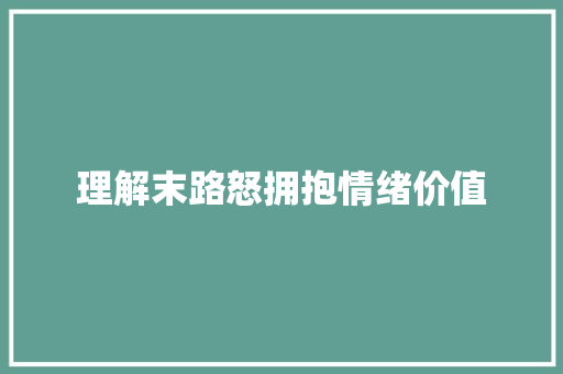 理解末路怒拥抱情绪价值
