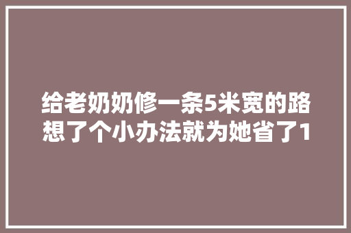 给老奶奶修一条5米宽的路想了个小办法就为她省了1000多