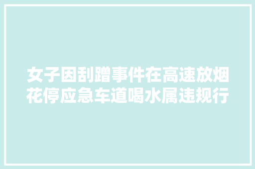女子因刮蹭事件在高速放烟花停应急车道喝水属违规行为