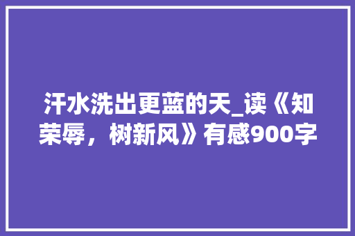 汗水洗出更蓝的天_读《知荣辱，树新风》有感900字