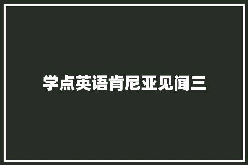 学点英语肯尼亚见闻三
