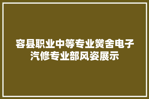 容县职业中等专业黉舍电子汽修专业部风姿展示