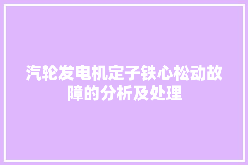 汽轮发电机定子铁心松动故障的分析及处理