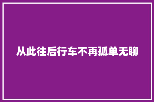 从此往后行车不再孤单无聊
