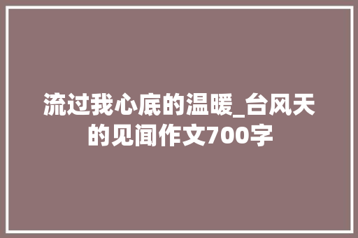 流过我心底的温暖_台风天的见闻作文700字