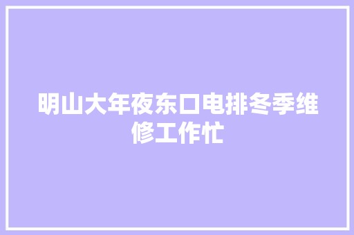 明山大年夜东口电排冬季维修工作忙