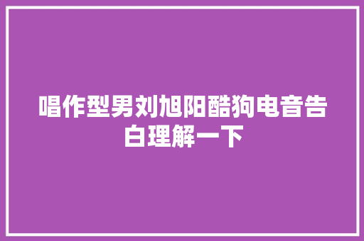 唱作型男刘旭阳酷狗电音告白理解一下