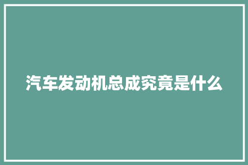汽车发动机总成究竟是什么
