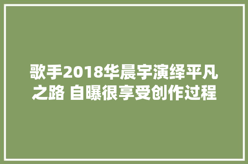 歌手2018华晨宇演绎平凡之路 自曝很享受创作过程