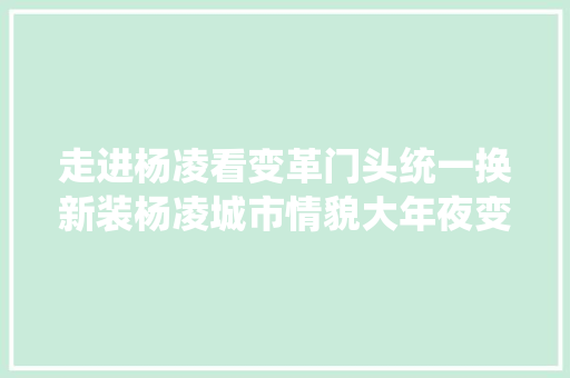 走进杨凌看变革门头统一换新装杨凌城市情貌大年夜变样