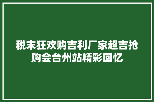 税末狂欢购吉利厂家超吉抢购会台州站精彩回忆