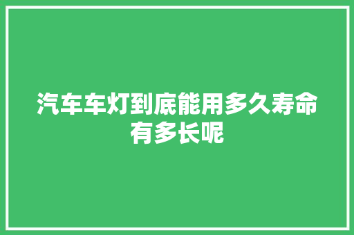 汽车车灯到底能用多久寿命有多长呢