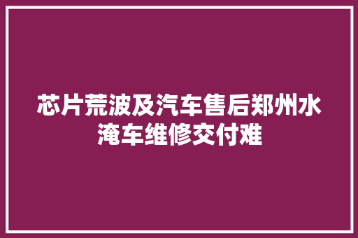 芯片荒波及汽车售后郑州水淹车维修交付难
