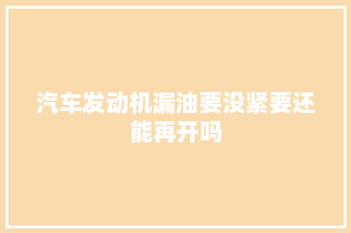 汽车发动机漏油要没紧要还能再开吗